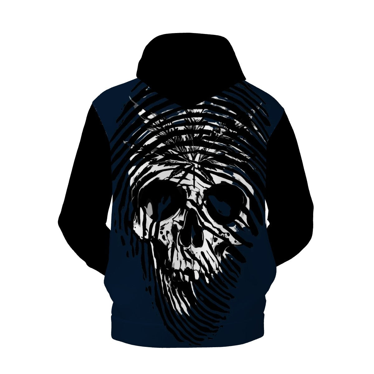 Mens Hoodie with Pockets Black and Blue Skull