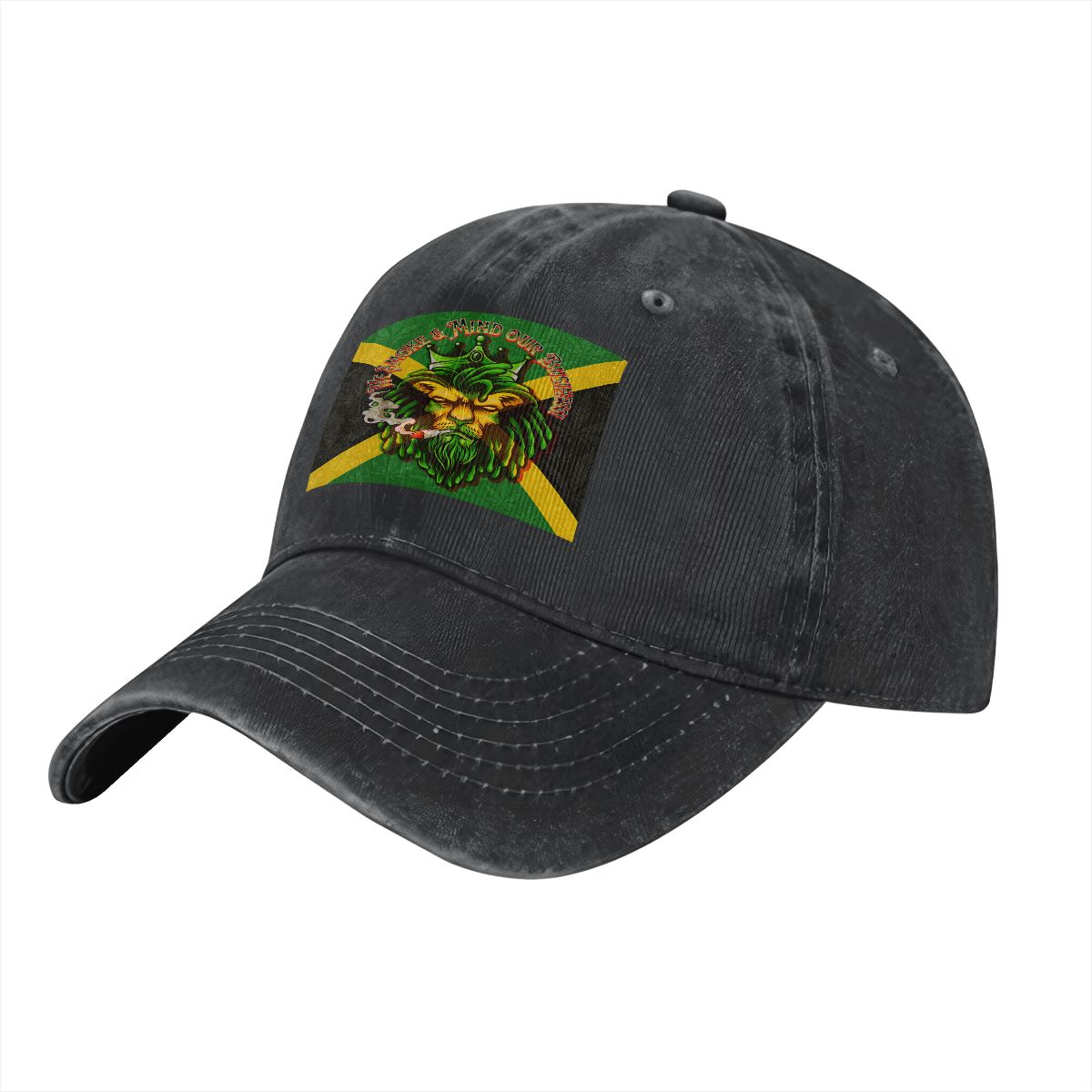 Men Jamaican I Mind My Business Unisex Washed Denim Baseball Cap