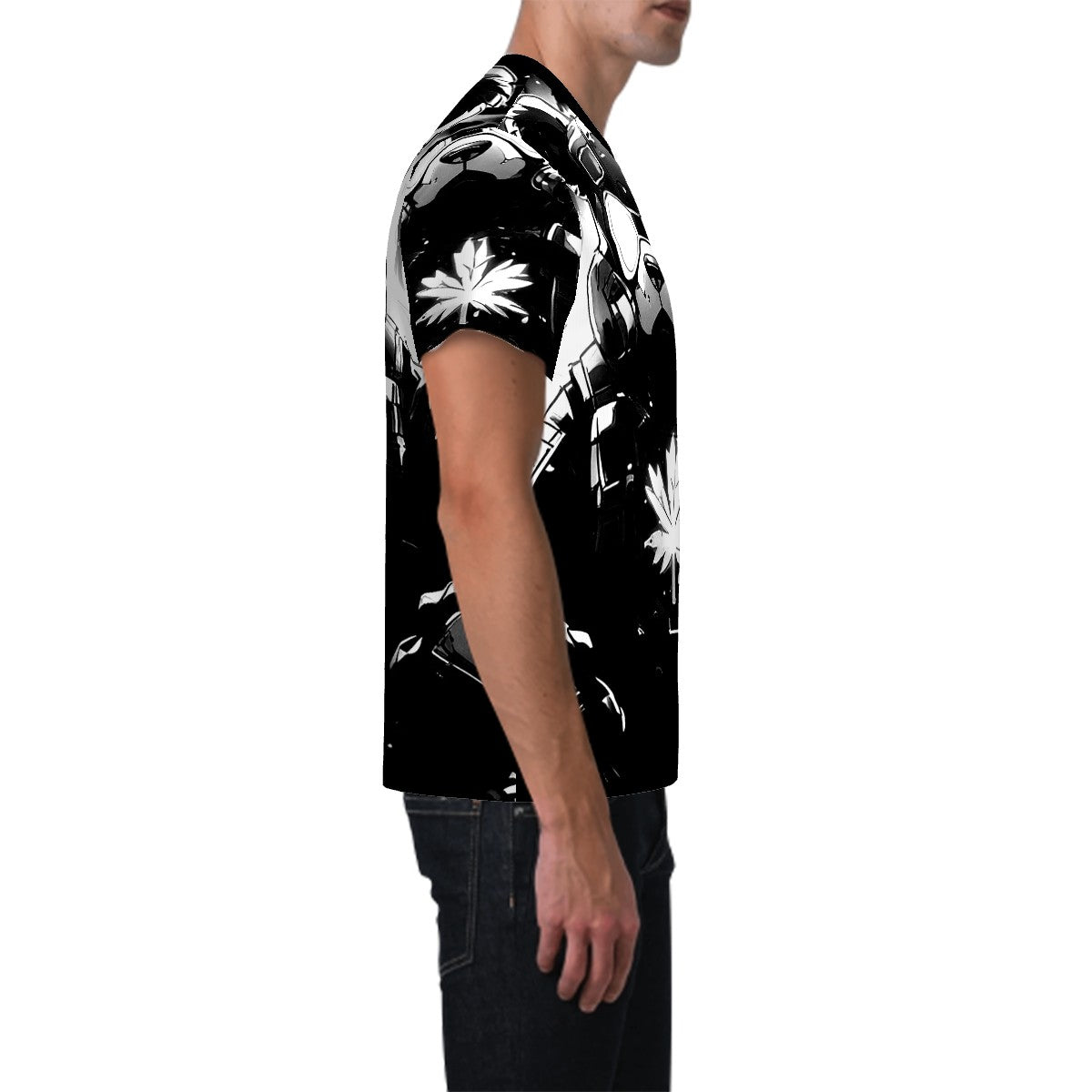 Men's Short Sleeve T Shirt Black and White Bear