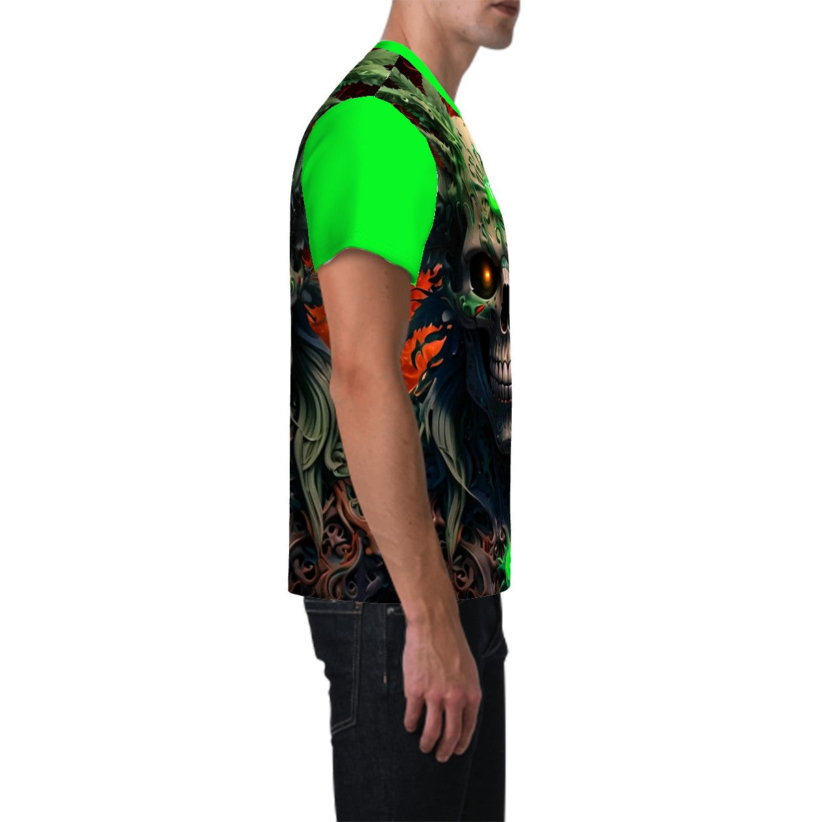 Men's Short Sleeve T Shirt Skull Green