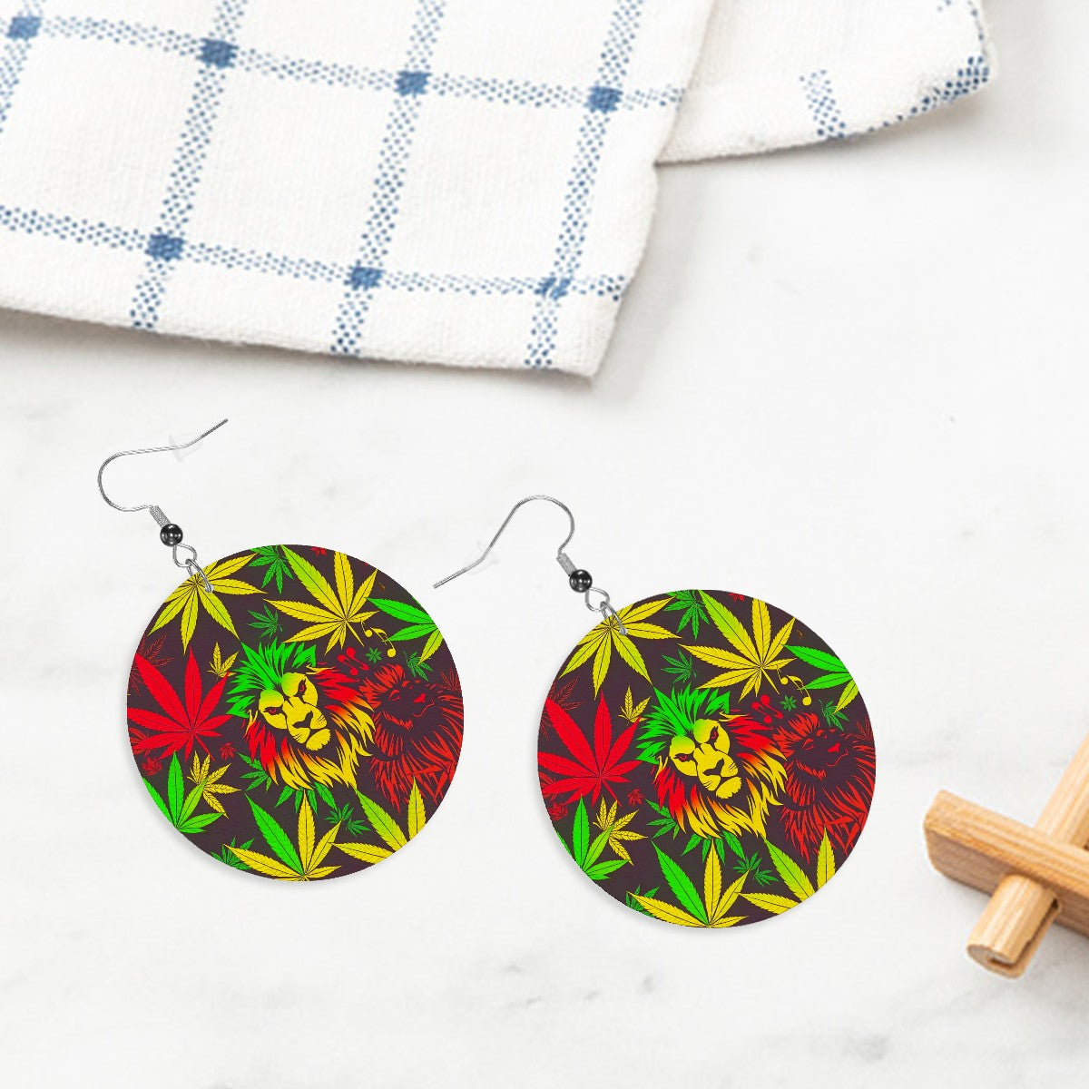 Leather Round Earrings 3 Loin of Zoin