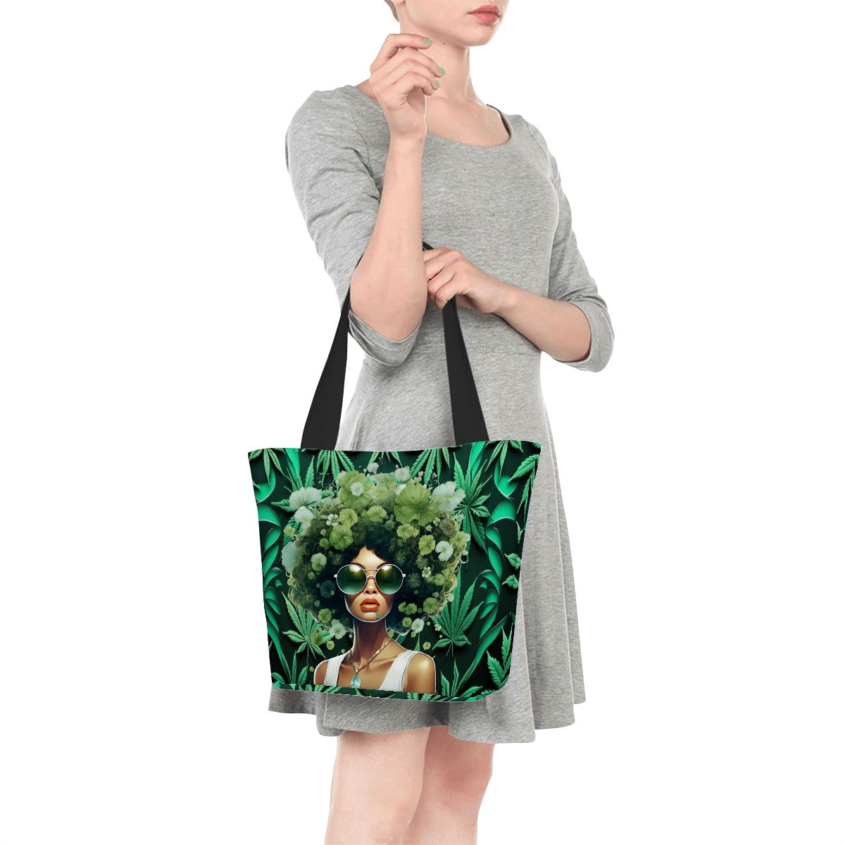 Green Canna Queen Women Shopping Bag