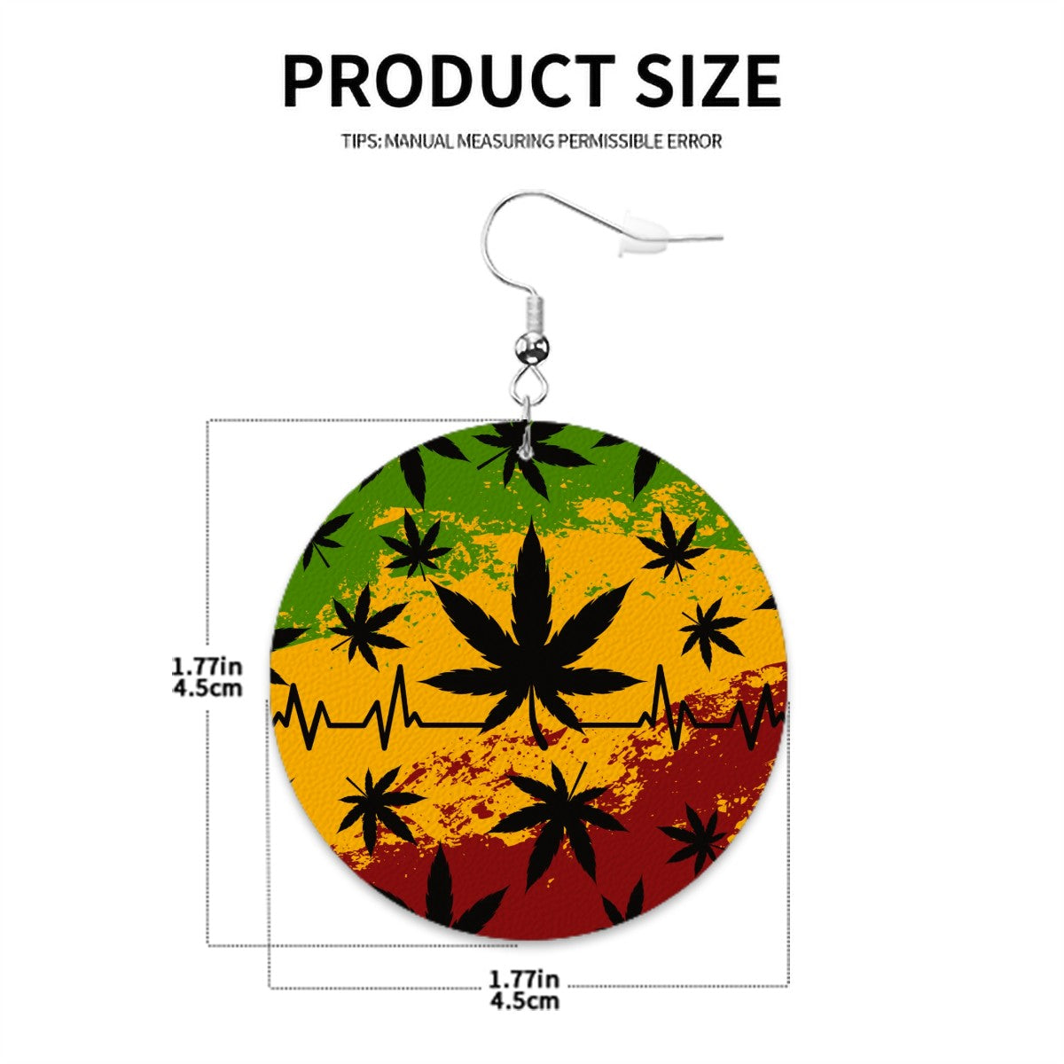 Leather Round Earrings marijuana