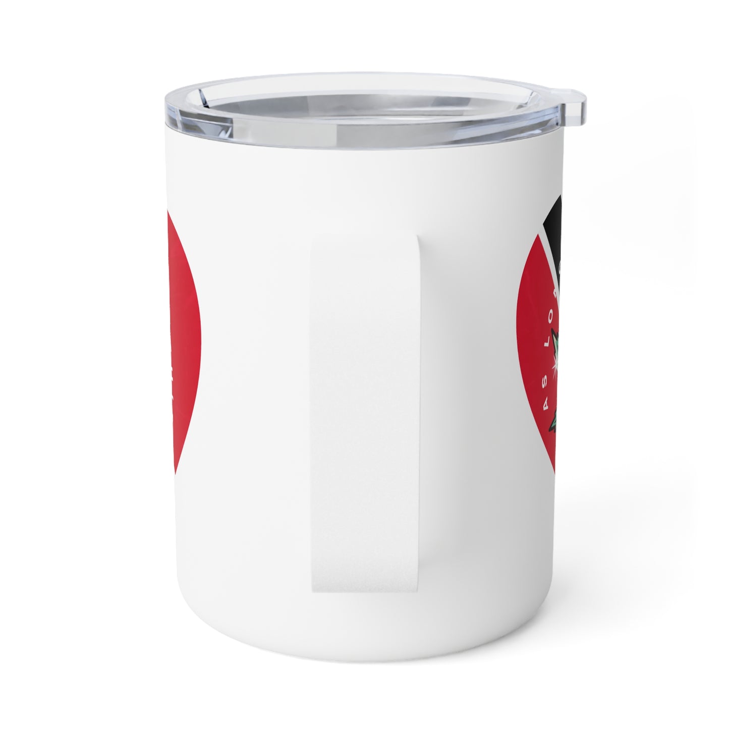 Colorful Insulated Coffee Mug - 10oz with Cannabis Heart Design