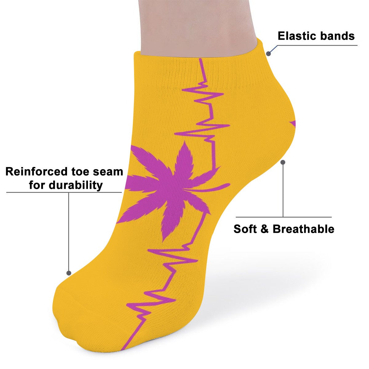 Ankle Socks Yellow My Heart Beats