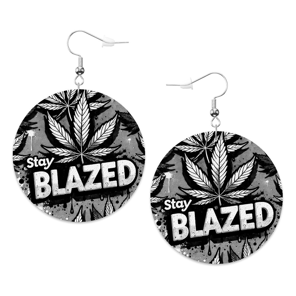Blazed Leather Round Earrings
