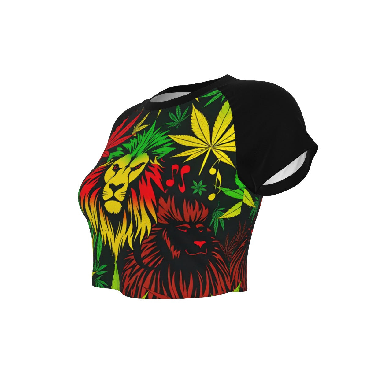 Black Lion Of Zion Women's Raglan Cropped Top