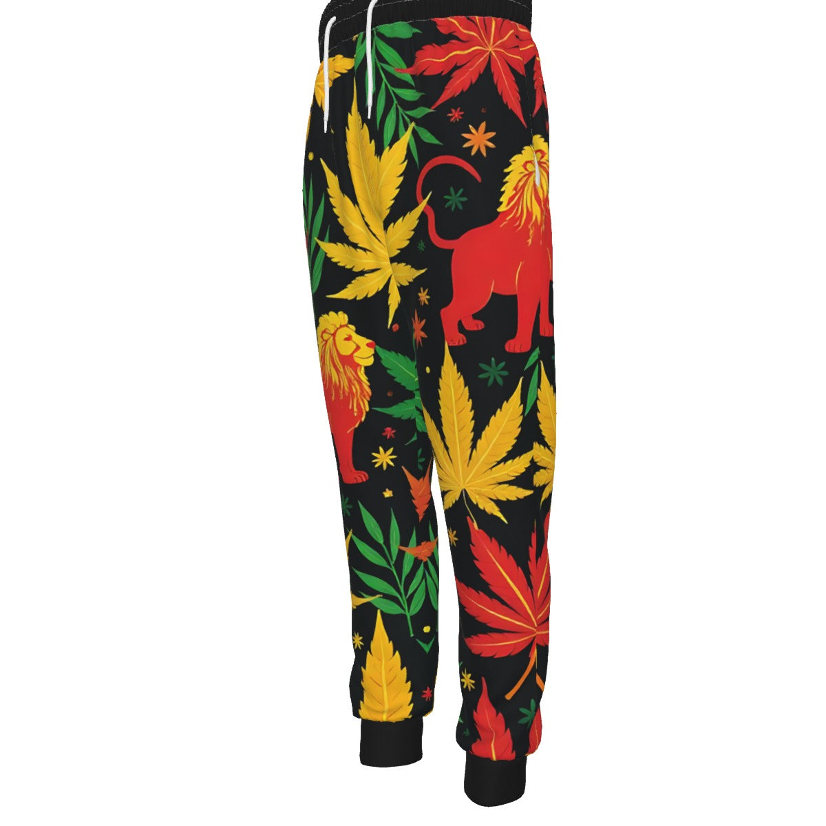 Red Black Cannabis Men's Sweatpants