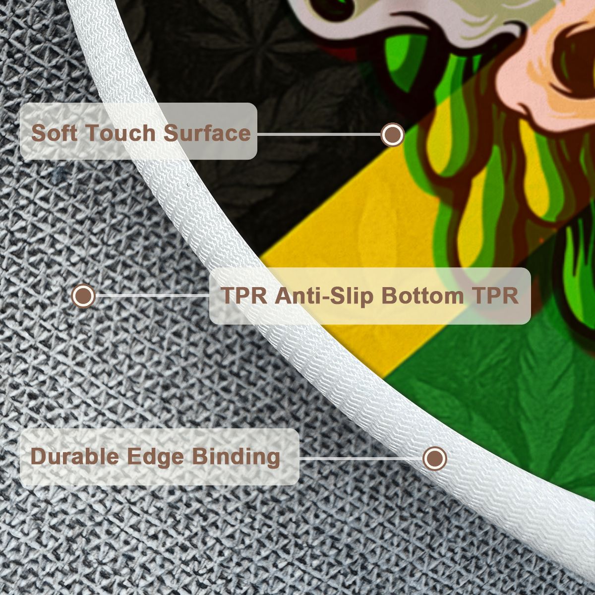 Jamaican We mind our business Soft Round Area Rug with White Border