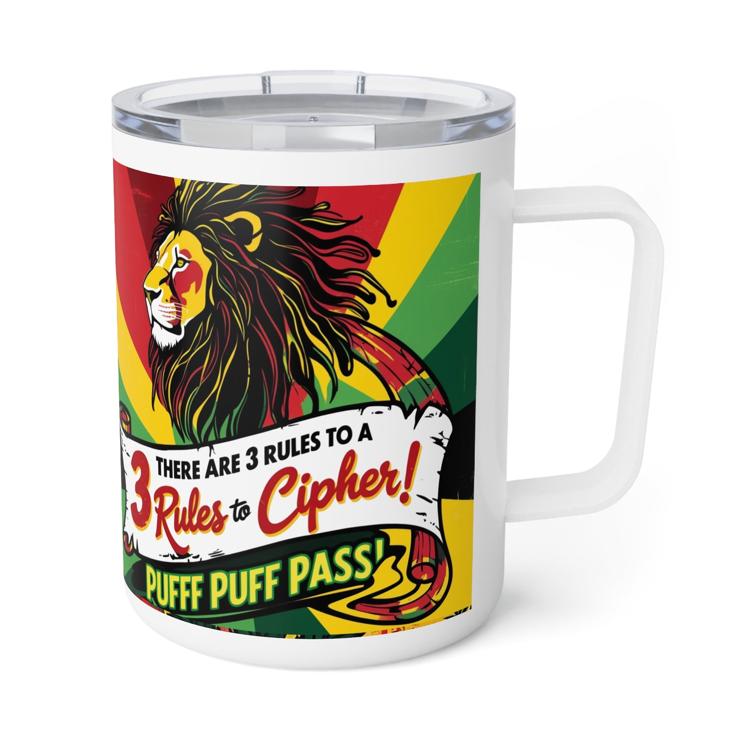 Rasta Vibes Insulated Coffee Mug - 10oz with Cipher Rules Design