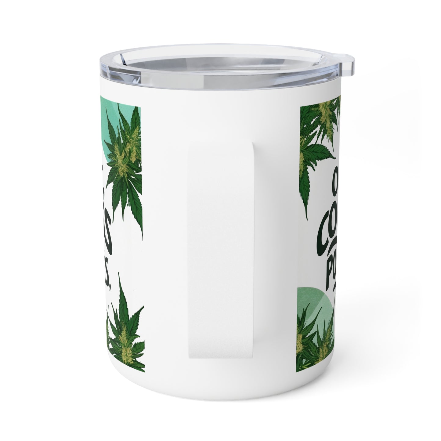 Inspirational Insulated Coffee Mug - 10oz - Hemp Leaves Design