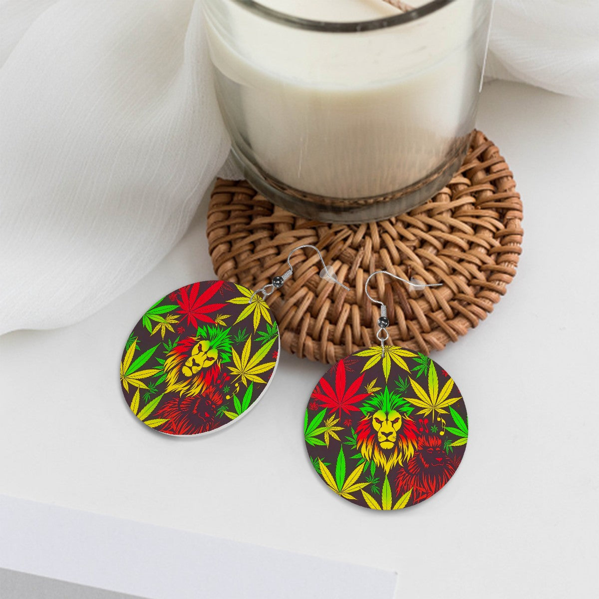 Leather Round Earrings 3 Loin of Zoin