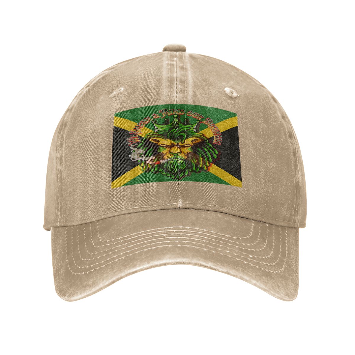 Men Jamaican I Mind My Business Unisex Washed Denim Baseball Cap