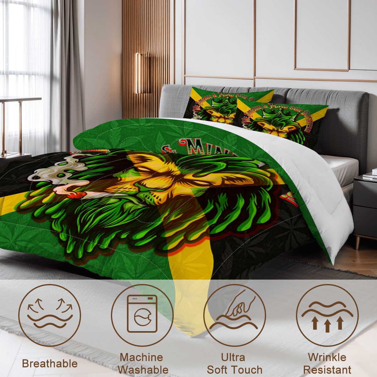 Jamaican We Mind Our Business Queen Comforter Set