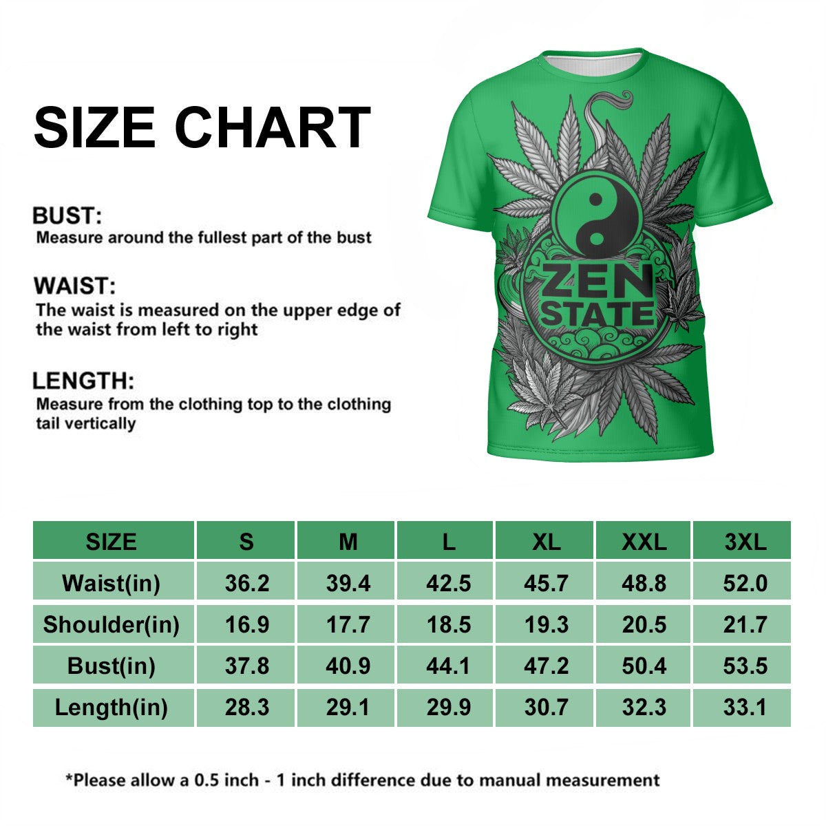 Men's Short Sleeve T Shirt Green Zen State