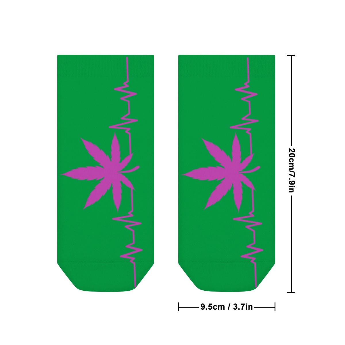 Ankle Socks Green My heart Beats