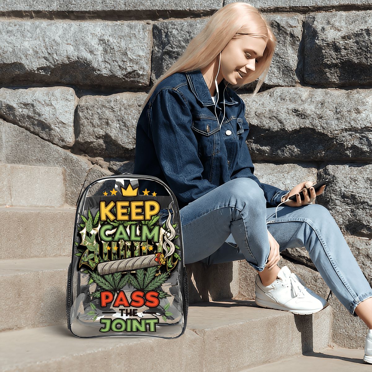 Keep Calm Clear Transparent Backpack