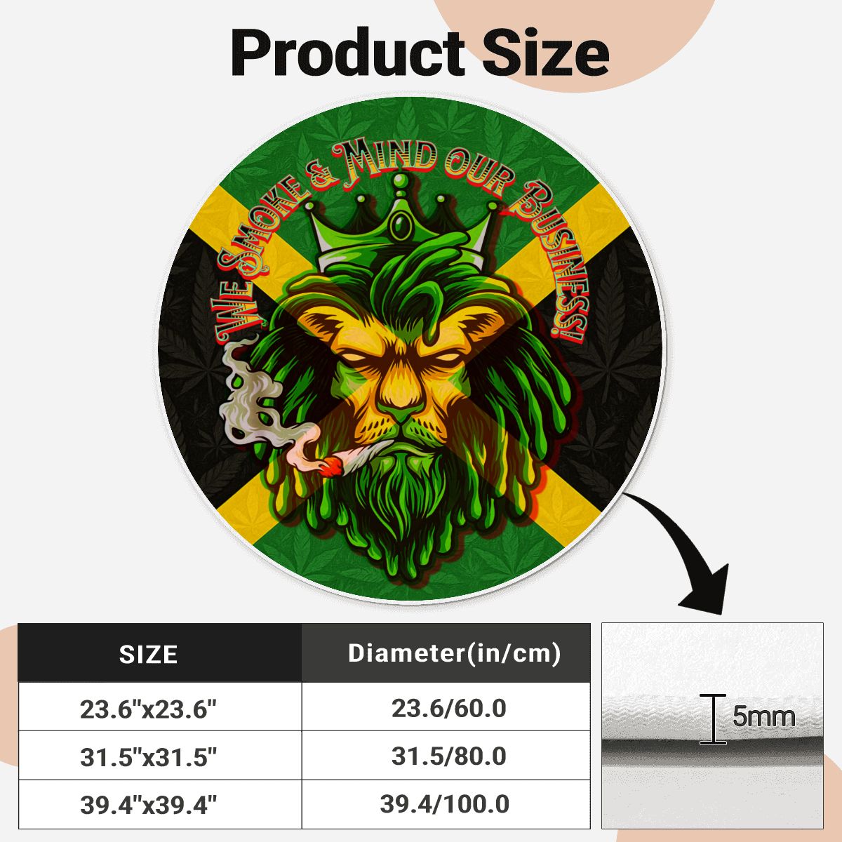 Jamaican We mind our business Soft Round Area Rug with White Border