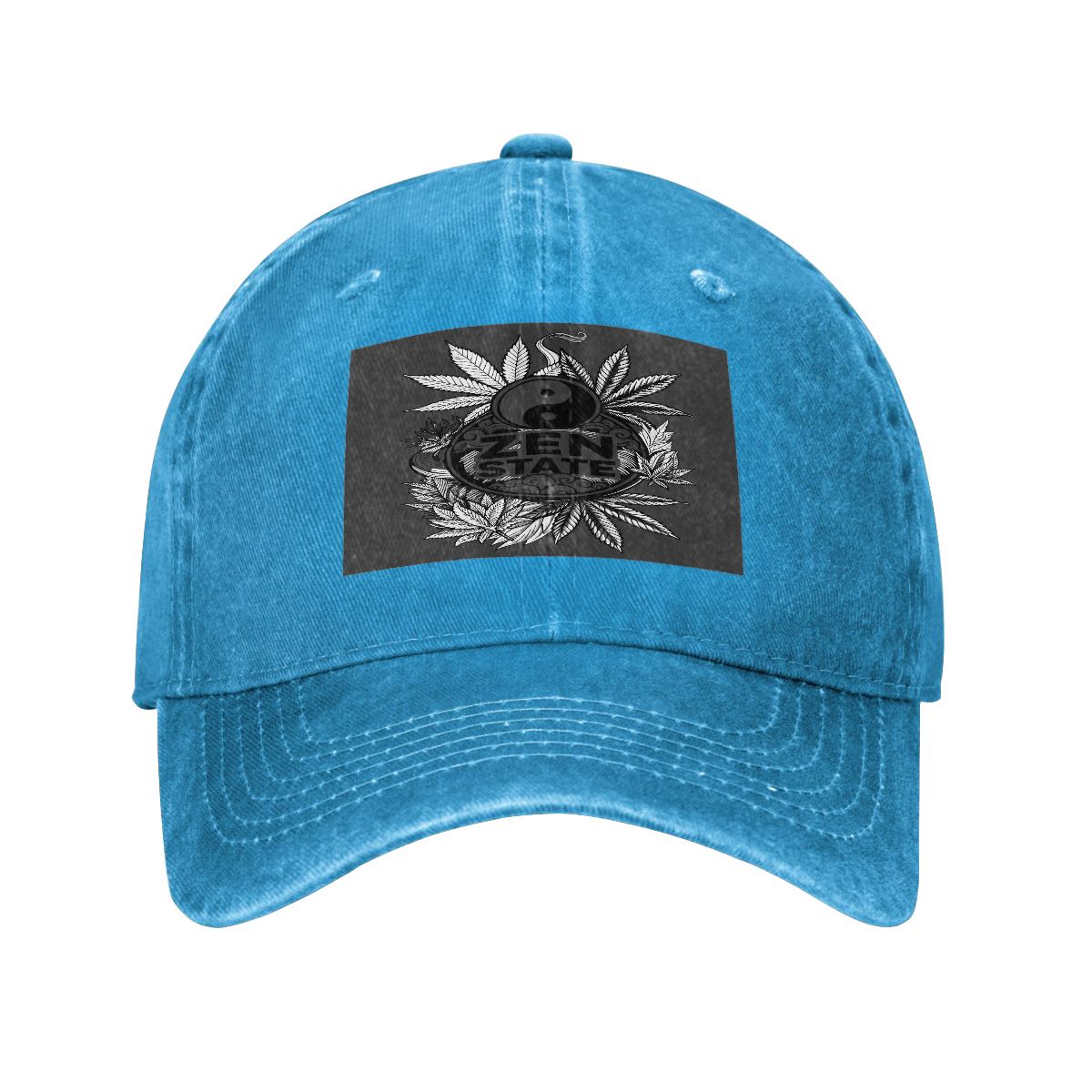 Black Zen Unisex Washed Denim Baseball Cap
