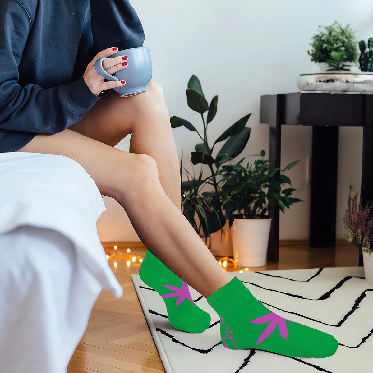 Ankle Socks Green My heart Beats