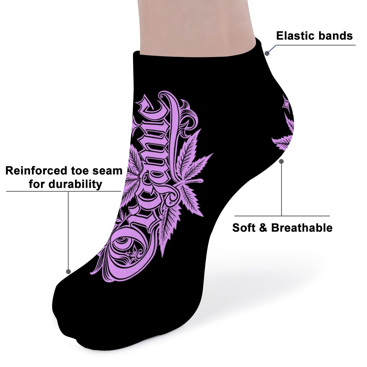 Black and Purple Ankle Socks