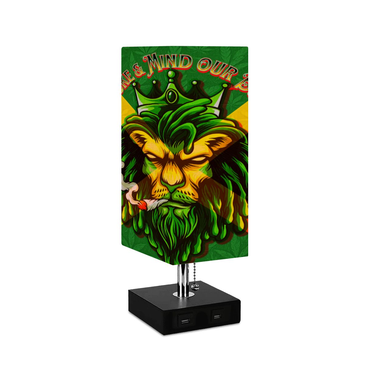 Jamaican Square Table Lamp with USB Port No Trim