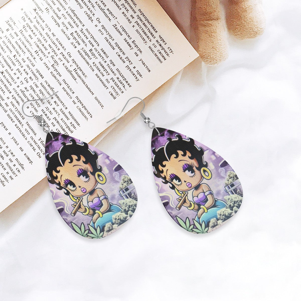 Betty Boo Leather Teardrop Earrings