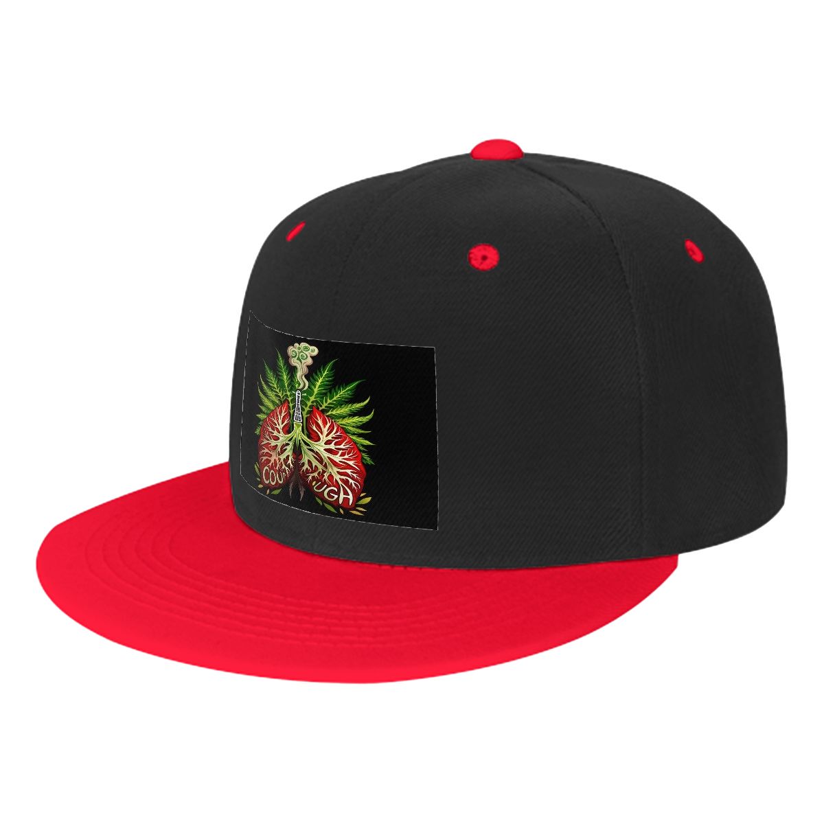 My Lungs Black Flat Bill Hats Hip Hop Style Front Pattern