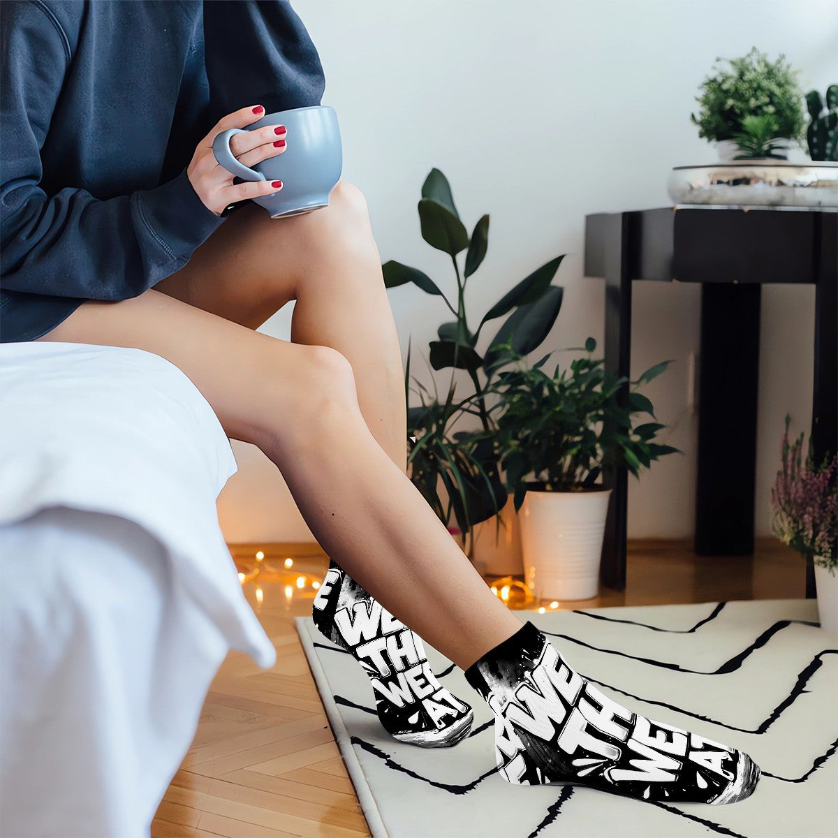 Black and White Were the Weed At Ankle Socks