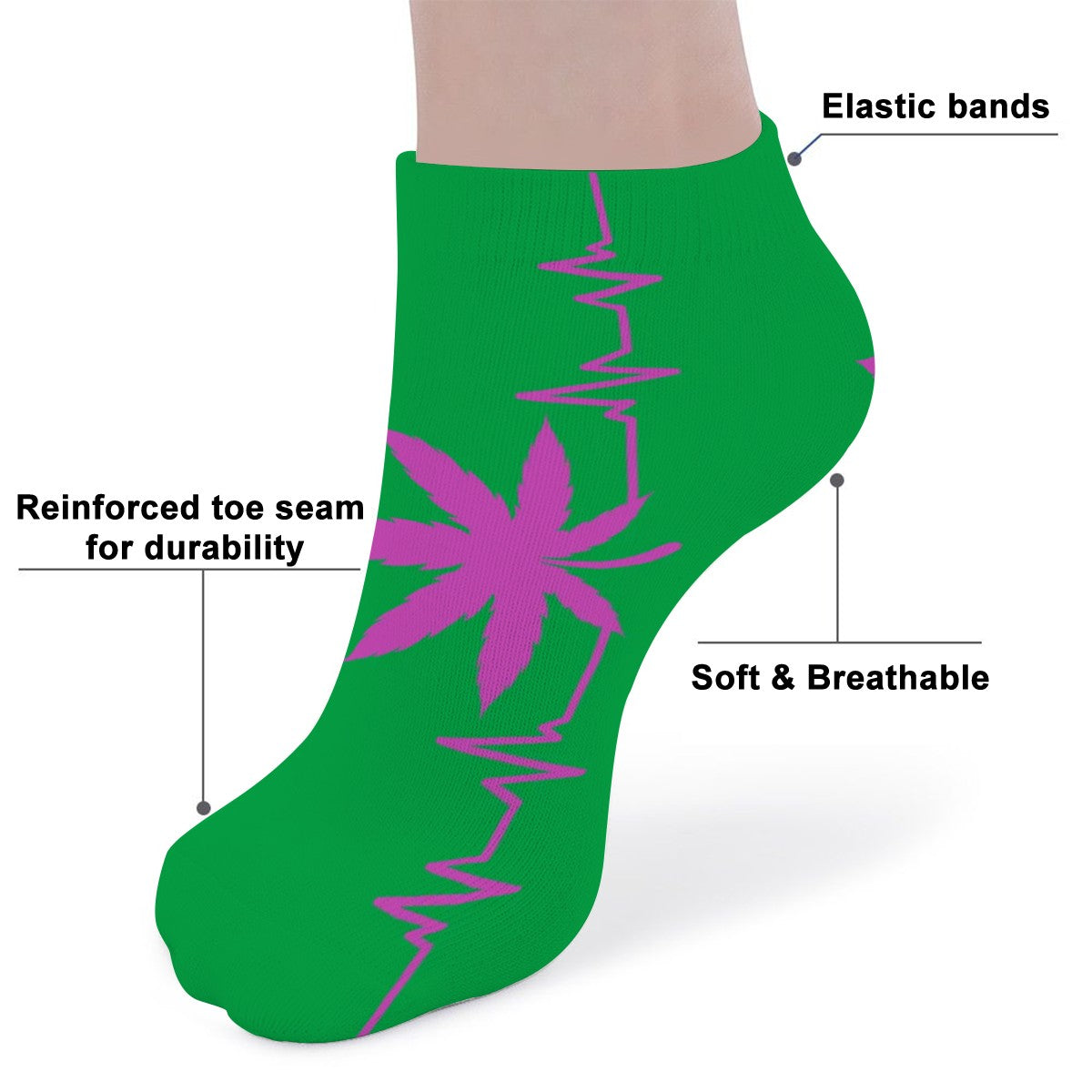 Ankle Socks Green My heart Beats