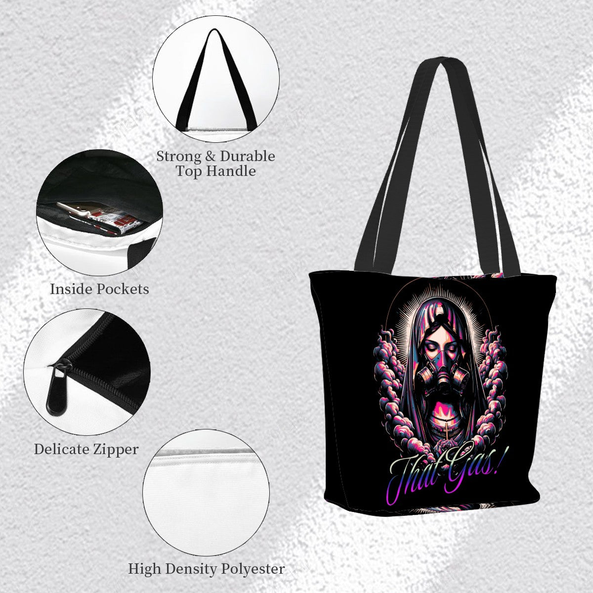 Black That's Gas Women Shopping Bags