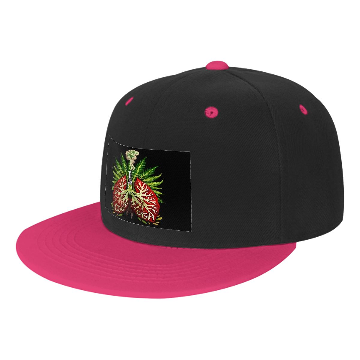 My Lungs Black Flat Bill Hats Hip Hop Style Front Pattern