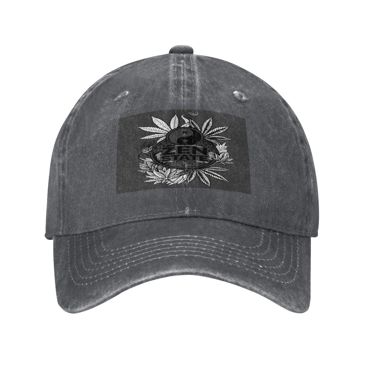 Black Zen Unisex Washed Denim Baseball Cap