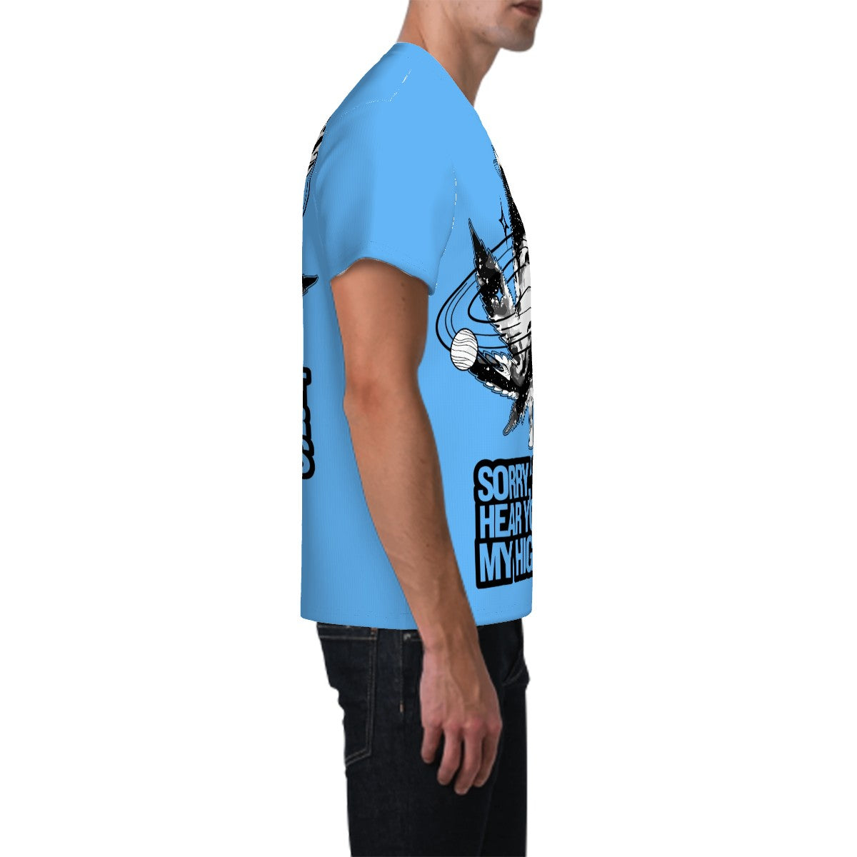 Men's Short Sleeve T Shirt Sorry I can Hear Light Blue