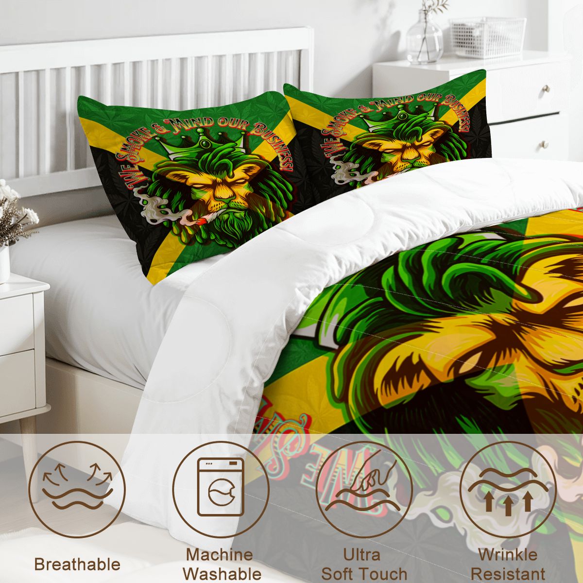 Jamaican We Mind Our Business Full Comforter Set