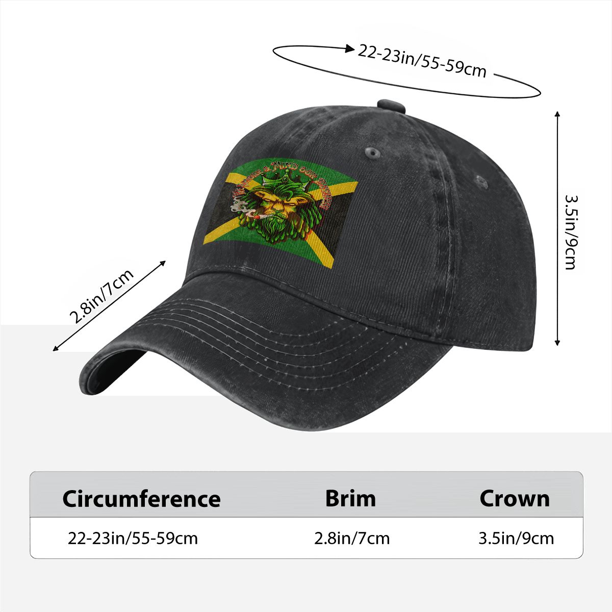 Men Jamaican I Mind My Business Unisex Washed Denim Baseball Cap