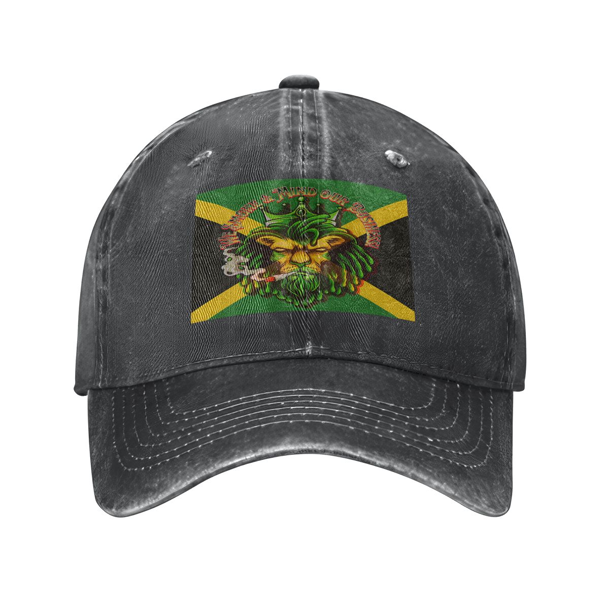 Men Jamaican I Mind My Business Unisex Washed Denim Baseball Cap