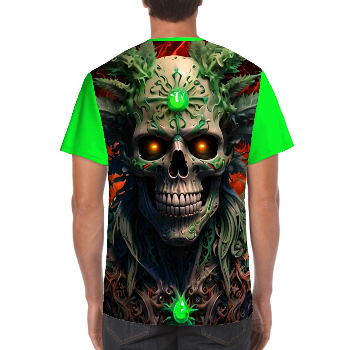 Men's Short Sleeve T Shirt Skull Green