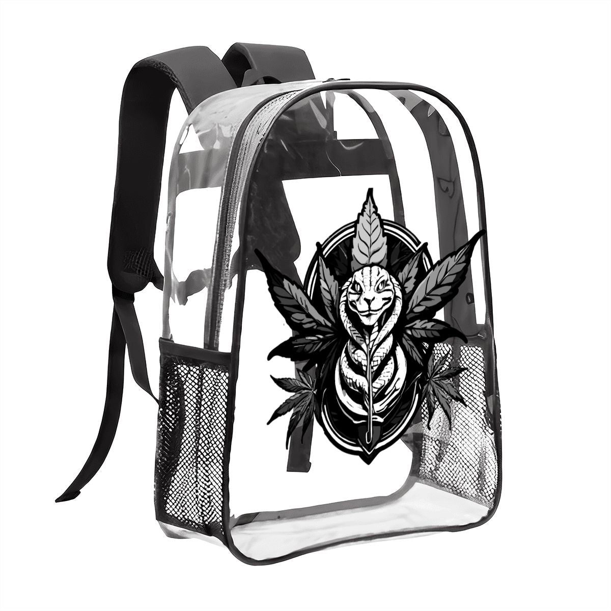Clear Transparent Backpack – Black Snake Design