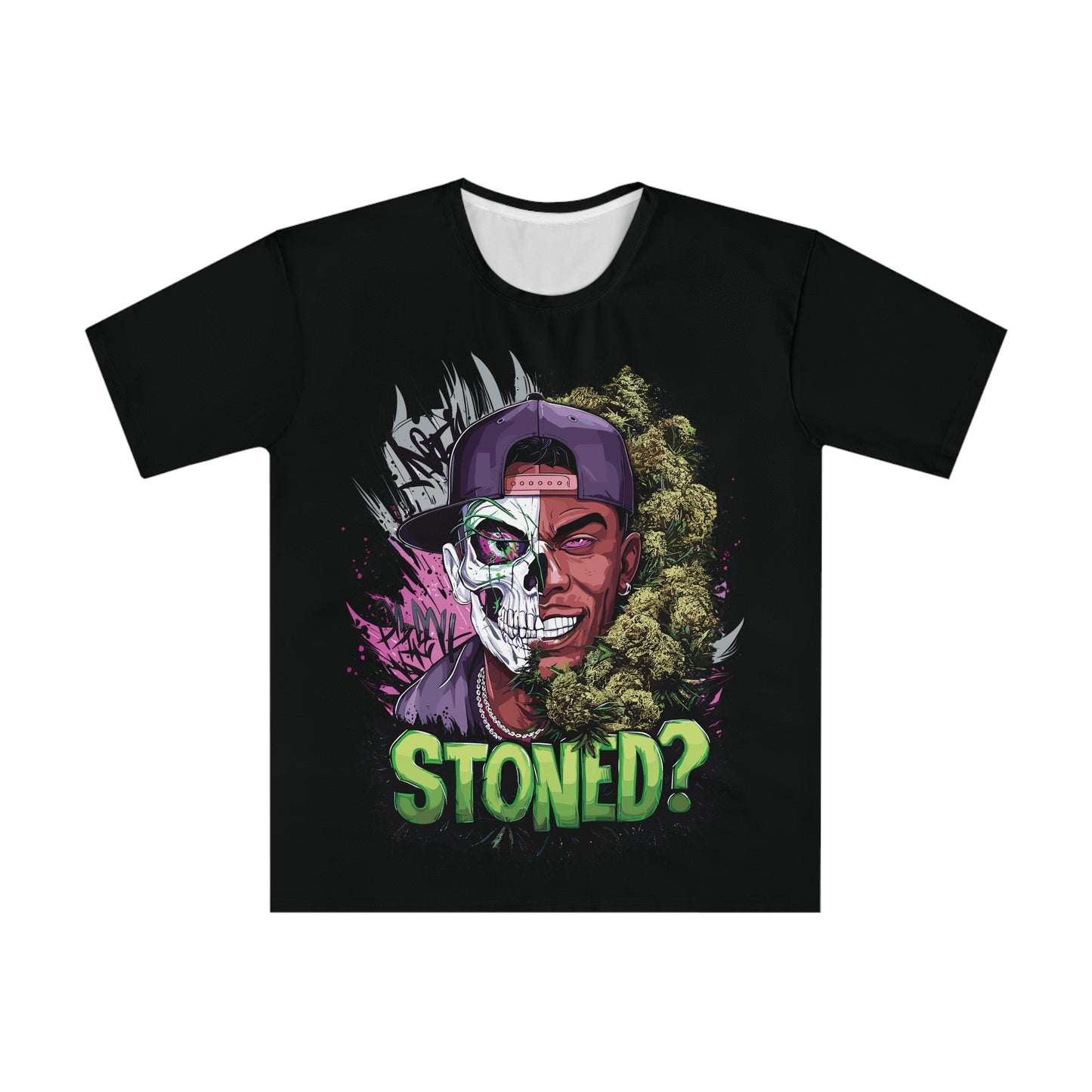 Men's Graphic T-Shirt - Stoned? Urban Style Tee Black