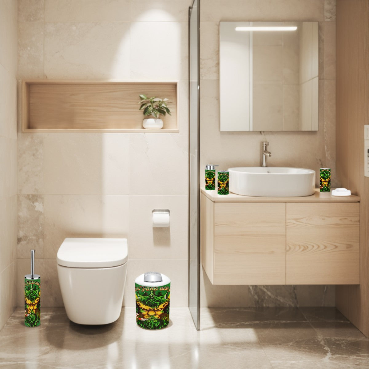 Jamaican We Mind Our Business Bathroom Accessories Set 5 pcs
