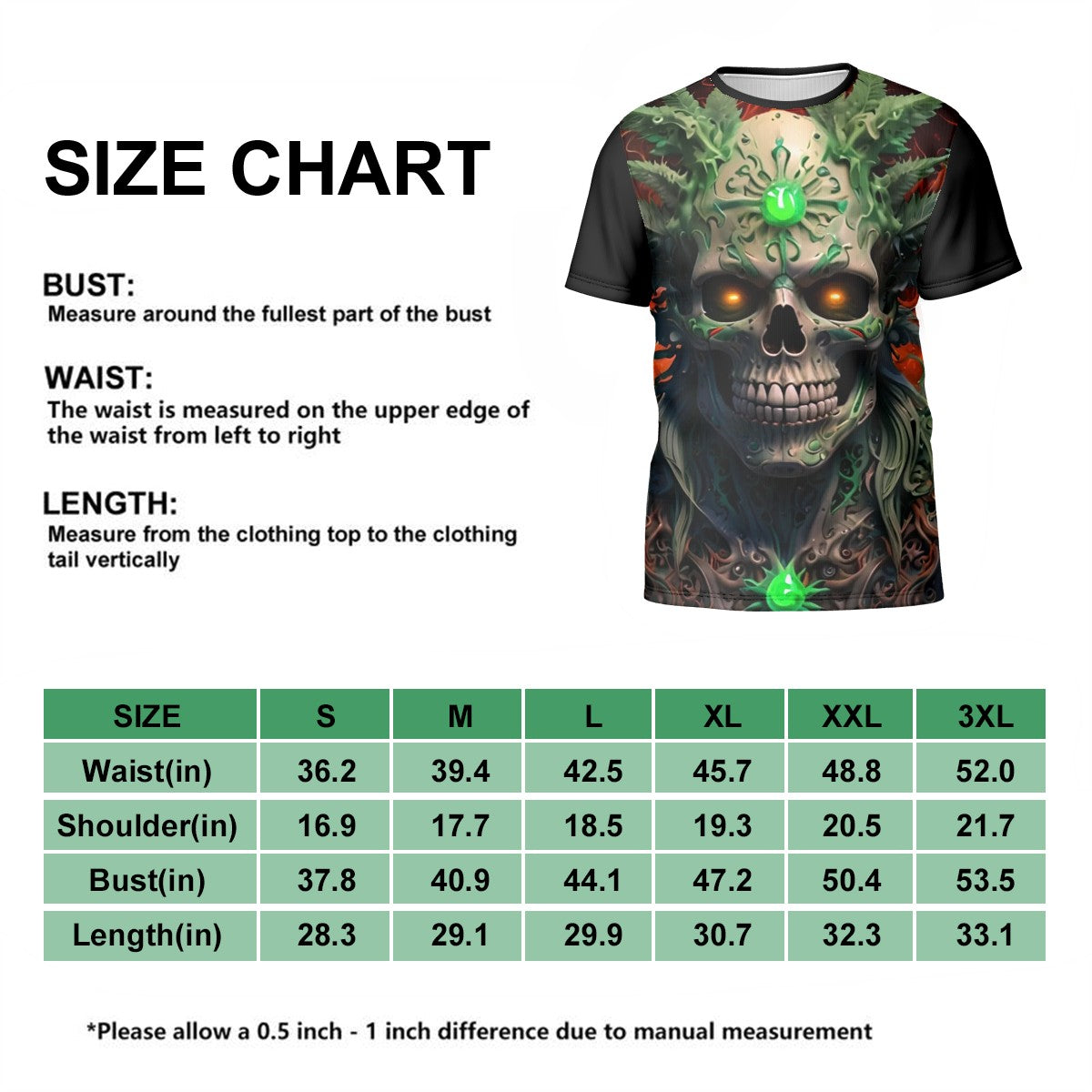 Men's Short Sleeve T Shirt Black Skull