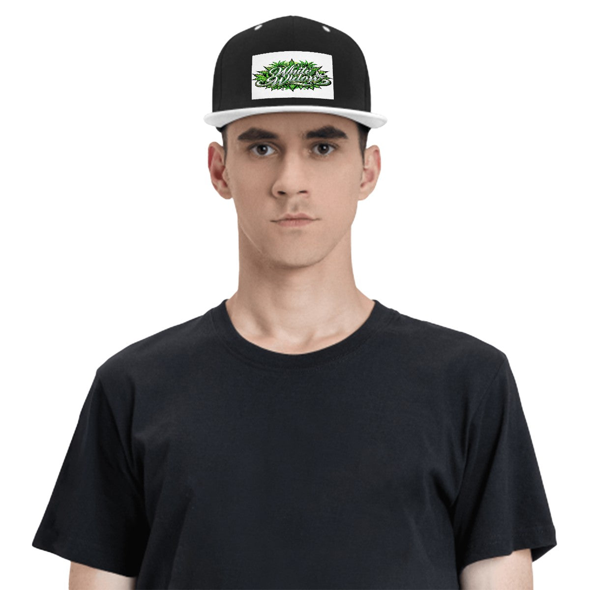 Black White Widow Flat Bill Hats Hip Hop Style Front Pattern