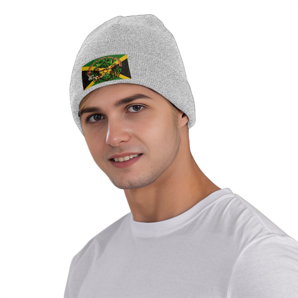 Men's Jamaican Knitted Hat with Velvet Patches