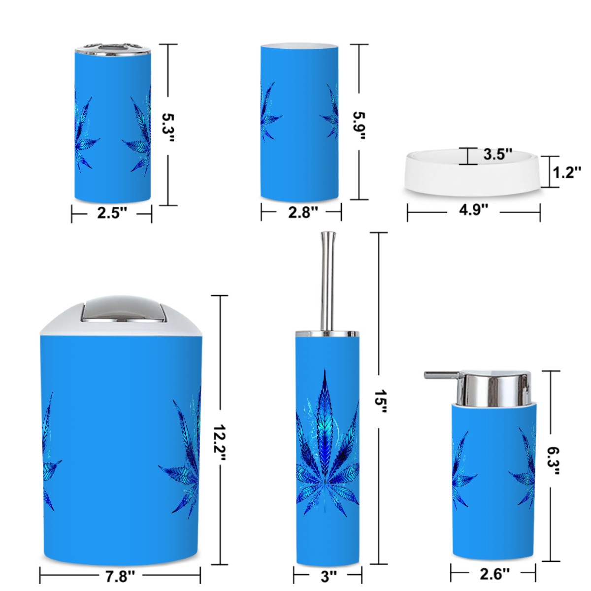 Blue Blaze Bathroom Accessories Set 5 pcs