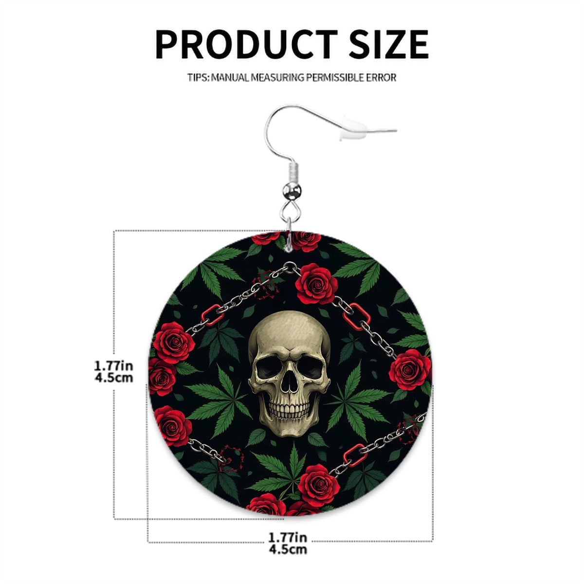Leather Round Earrings 1 Skull