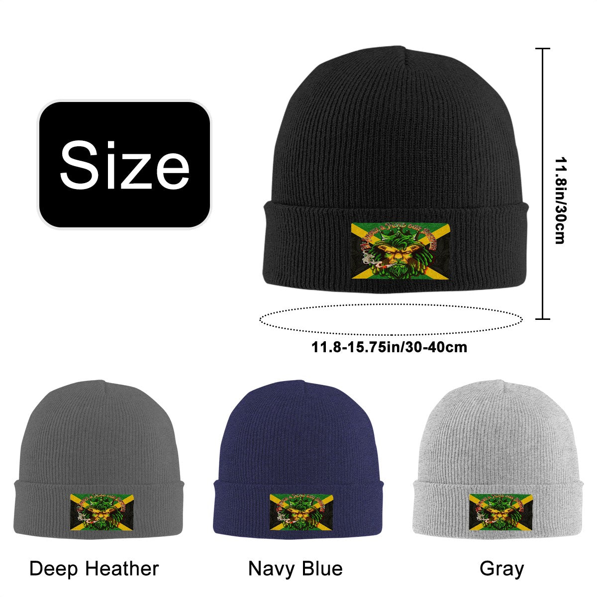 Men's Jamaican Knitted Hat with Velvet Patches