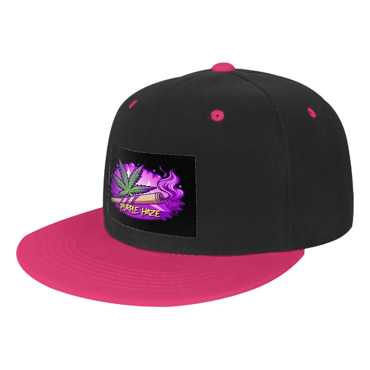 Purple Joints Black Flat Bill Hats Hip Hop Style Front Pattern