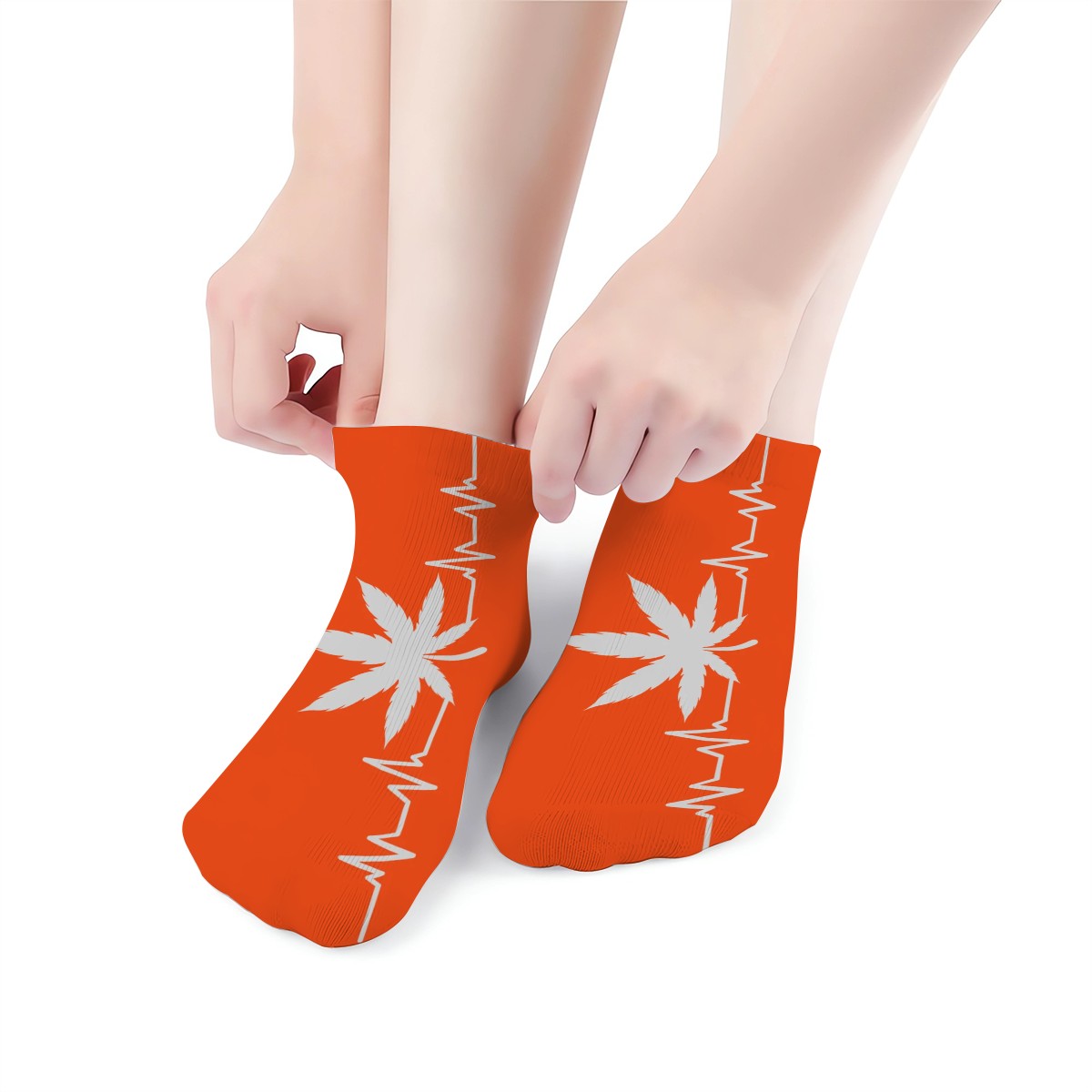 Ankle Socks Orange and White My Heart Beats