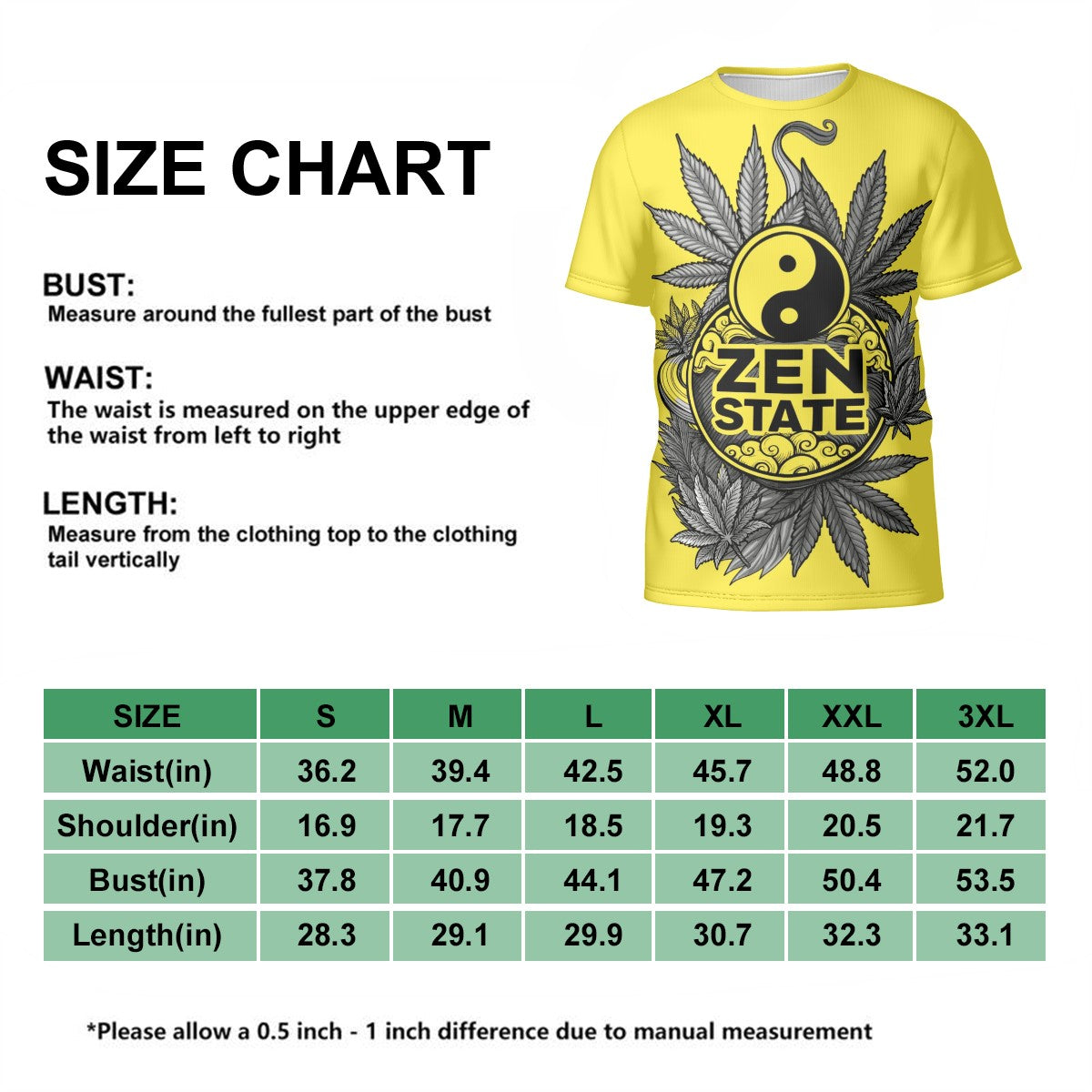 Men's Short Sleeve T Shirt Yellow Zen